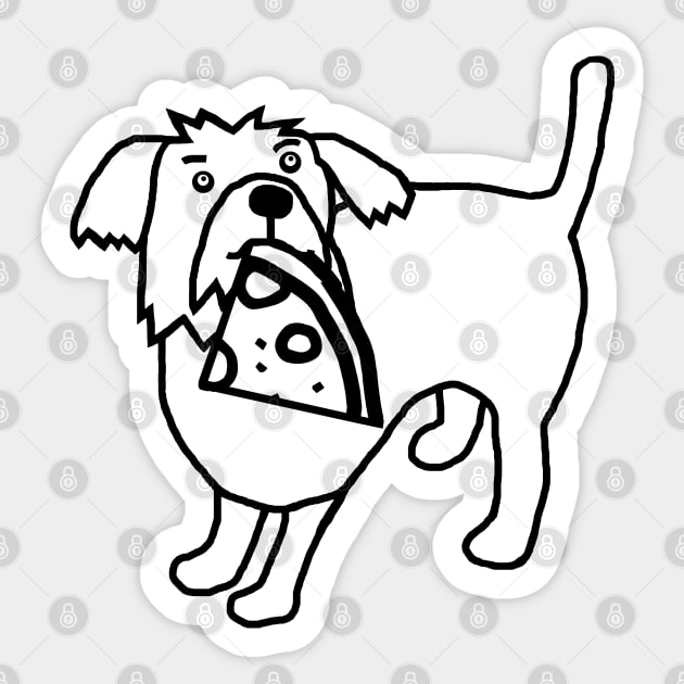 Cute Dog and Funny Pizza Slice Outline Sticker by ellenhenryart